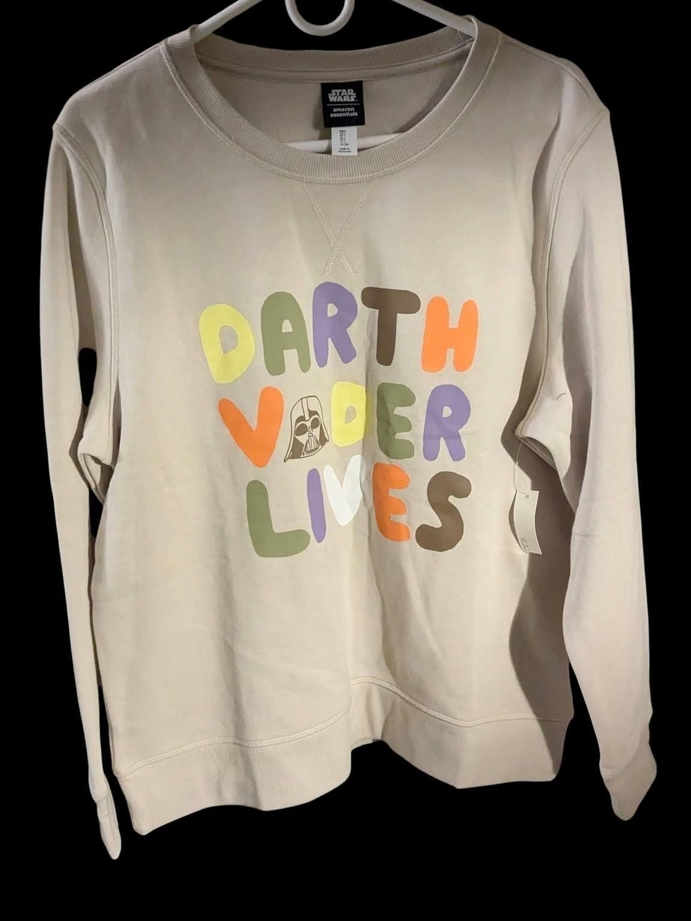 Amazon Essentials Cream Crewneck Sweatshirt Multi-Color Graphic Large